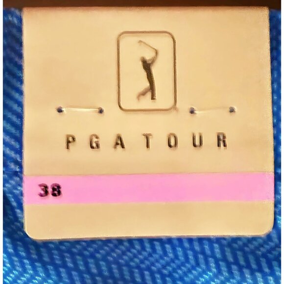 PGA Tour Mens Blue Tonal Print Pockets UPF Sun Protection Golf Shorts Sz 38 New - Picture 9 of 10